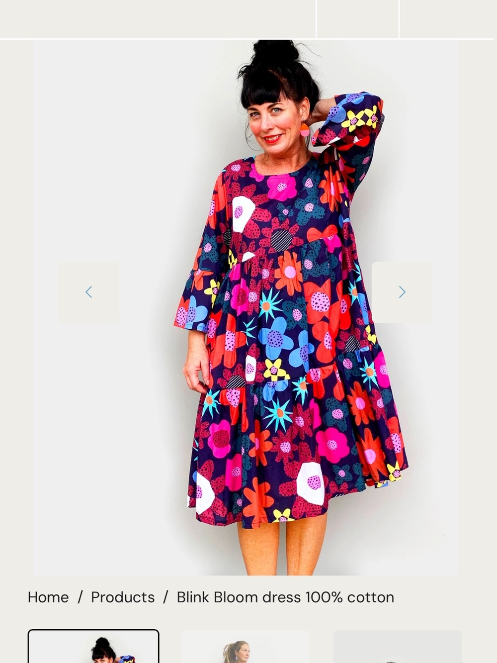 DOOPS DESIGNS Multicolour Blink Bloom Floral Dress Size 4XL Whimsical Funky Fun